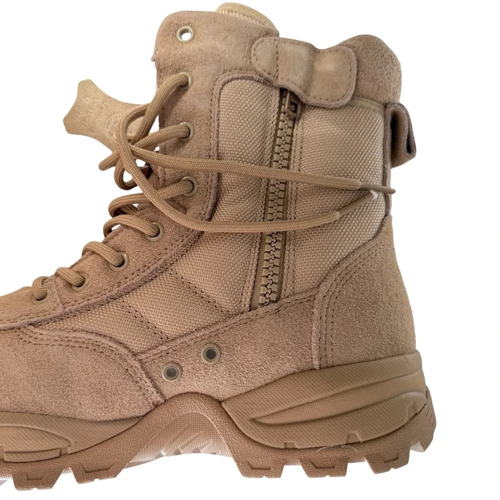 Jacata Mens Tactical Military Work Boots Sand Leather Side Zip Size 10
